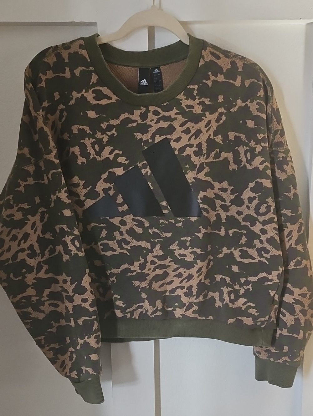 adidas Olive Green & Tan Camo Crewneck with Black Logo